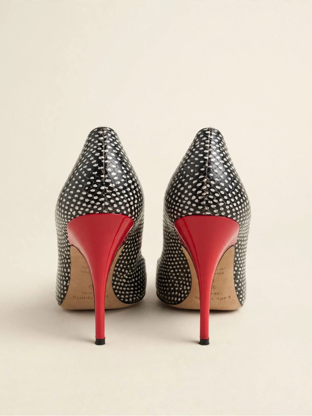 Kate Spade New York Size 10 Black and White Polka Dot Pointed Toe with Red Heel - Picture 3 of 6